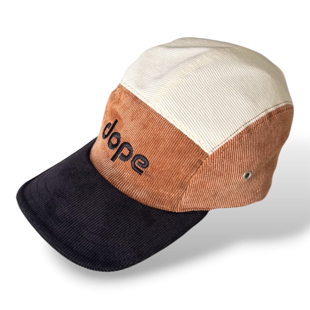 Gorra 5 panel café/beige